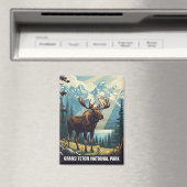 Vintage Elche im Grand Teton Nationalpark Magnet (In Situ (Geschirrspüler))