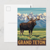 Vintage Elche im Grand Teton Nationalpark Postkarte (Vorne/Hinten)