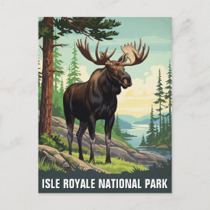 Vintage Elche im Isle Royale Nationalpark Postkarte
