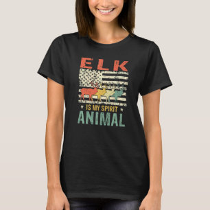 Vintage Elche Spirit Animal Retro US American Flag T-Shirt