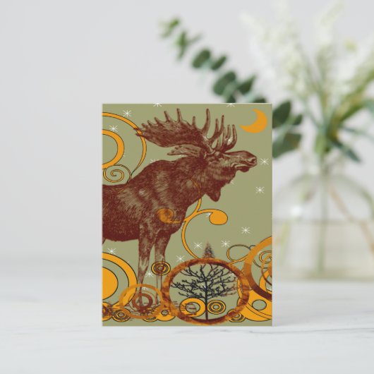 Vintage Elchgeschenke Postkarte (Stehend Vorderseite)