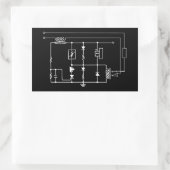 vintage electrical circuit electronic scheme bluep rechteckiger aufkleber (Tasche)