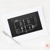 vintage electrical circuit electronic scheme bluep rechteckiger aufkleber (Umschlag)