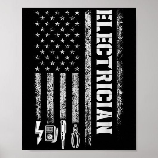 Vintage Electrician American Flag Tools Design  Poster (Vorne)