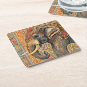 Vintage-Elefant, Antiker Elefant, Elefantenkunst Rechteckiger Pappuntersetzer