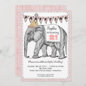 Vintage Elefant Circus Parade Einladung (Vorne/Hinten)