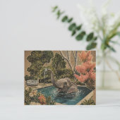 Vintage-Elefant im Pool Postkarte (Stehend Vorderseite)