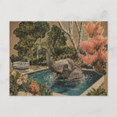 Vintage-Elefant im Pool Postkarte (Vorderseite)