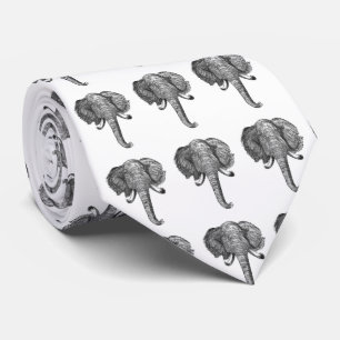Vintage Elefant-Kopf-Illustration (1872) Krawatte