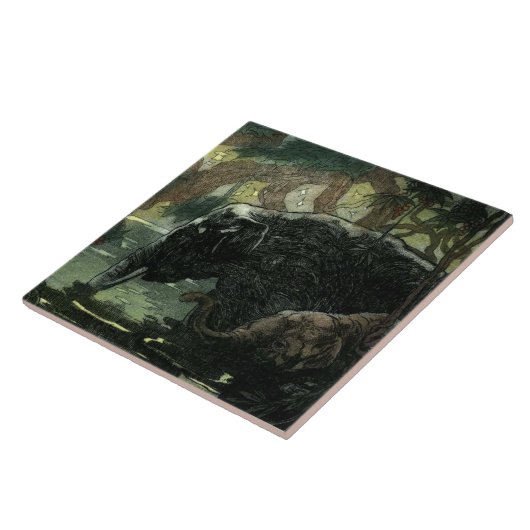 Vintage Elefanten im Dschungel Fliese (Seite)