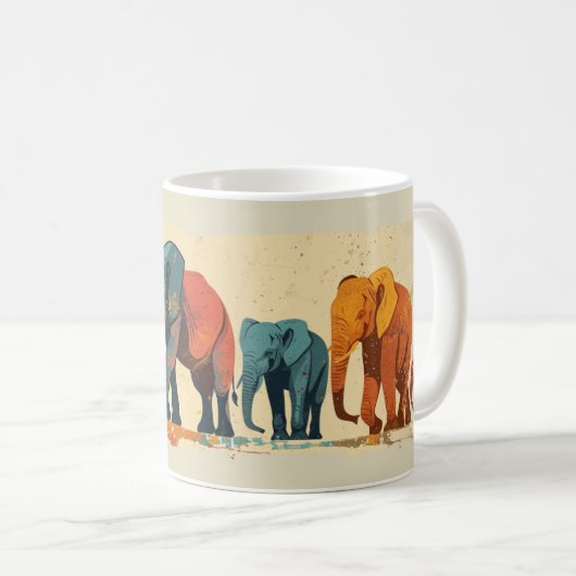 Vintage Elefanten Kaffeetasse (VorderseiteRechts)