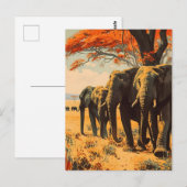 Vintage Elefanten Postkarte (Vorne/Hinten)