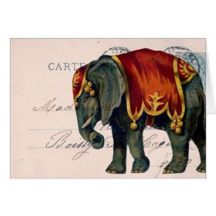 Vintage-Elefanten-Postkarte und Poststempel Digita