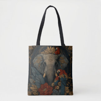 Vintage-Elefanten- und Papageien-Botanik-Tasche | Tasche