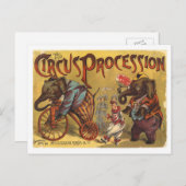 Vintage Elefanten Zirkusprozession Postkarte (Vorne/Hinten)