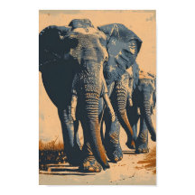 Vintage Elefantenherde: Ruhe in der Natur