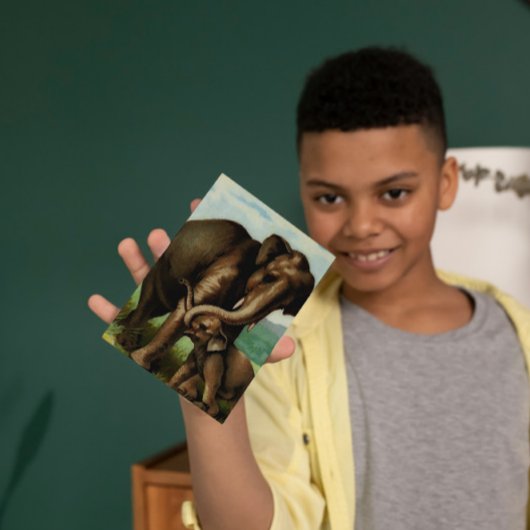 Vintage Elefantenkuh mit ihrem Kalb Postkarte