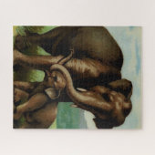 Vintage Elefantenkuh mit ihrem Puzzle (Horizontal)