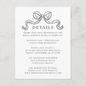 Vintage Elegance Black Bow Wedding Details Begleitkarte (Vorderseite)