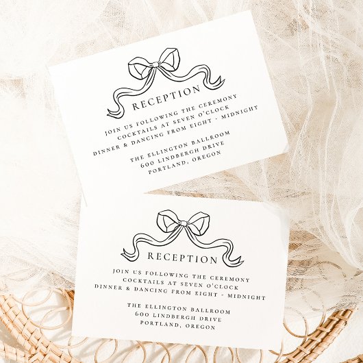 Vintage Elegance Black Bow Wedding Reception Begleitkarte