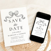 Vintage Elegance Black Bow Wedding Save The Date