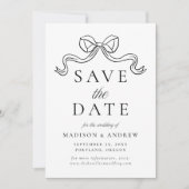 Vintage Elegance Black Bow Wedding Save The Date (Vorderseite)