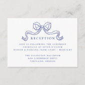 Vintage Elegance Blue Bow Wedding Reception Begleitkarte (Vorderseite)
