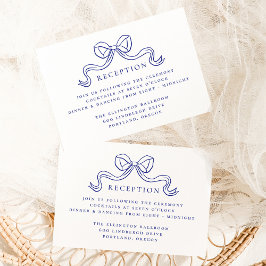 Vintage Elegance Blue Bow Wedding Reception Begleitkarte