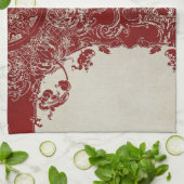 Vintage Elegance Christmas Deer Antlers Damask Geschirrtuch (Gefaltet)