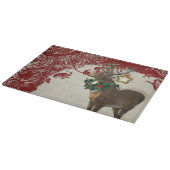 Vintage Elegance Christmas Deer Antlers Damask Schneidebrett (Ecke)