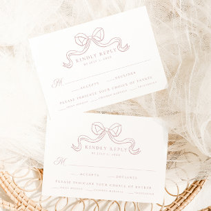 Vintage Elegance Dusty Rose Bogen Hochzeitsmenü RS Begleitkarte