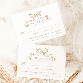 Vintage Elegance Gold Bow Hochzeit UAWG Begleitkarte