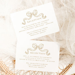 Vintage Elegance Gold Bow Hochzeitsempfang Begleitkarte