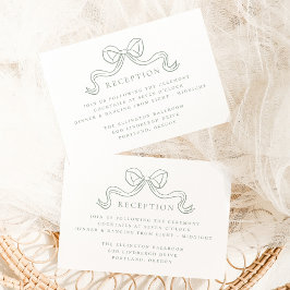 Vintage Elegance Grüne Bow Hochzeit Empfang Begleitkarte