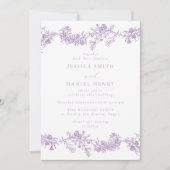 Vintage Elegance: Lavender Floral Wedding Einladung (Vorderseite)