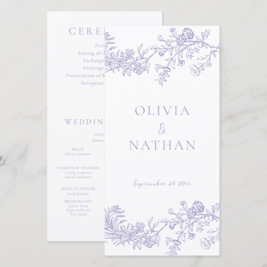 Vintage Elegance Lilac Wedding Ceremony Program (Vorne/Hinten)