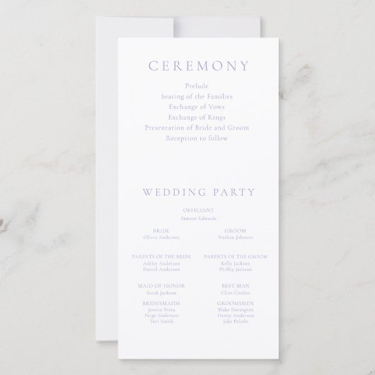 Vintage Elegance Lilac Wedding Ceremony Program (Rückseite)
