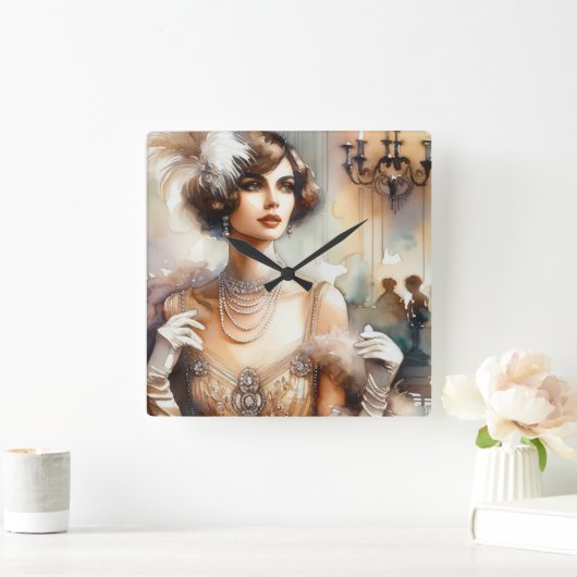 Vintage Elegance Quadratische Wanduhr (Zuhause)