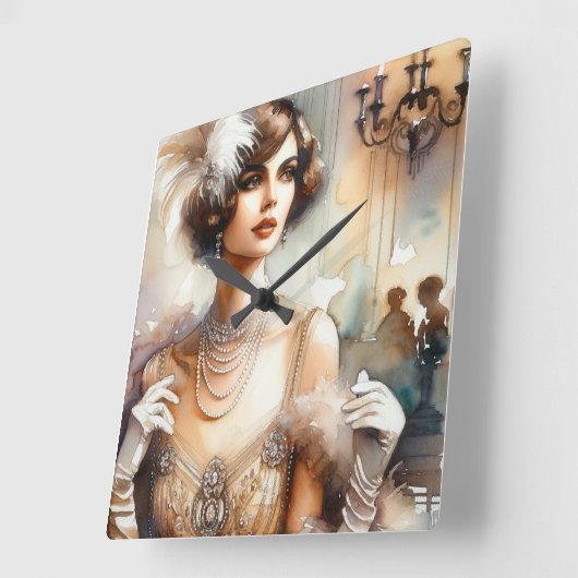 Vintage Elegance Quadratische Wanduhr (Winkel)