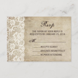Vintage Elegance Ribbon auf der Hochzeitskarte RSVP Karte