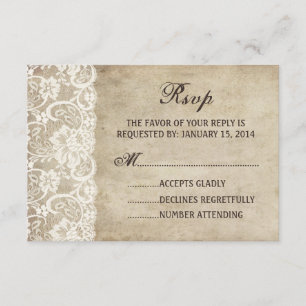 Vintage Elegance Ribbon auf der Hochzeitskarte RSVP Karte