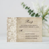 Vintage Elegance Ribbon auf der Hochzeitskarte RSVP Karte (Stehend Vorderseite)