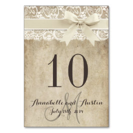 Vintage Elegance Ribbon auf Hochzeitskarte Tischnummer