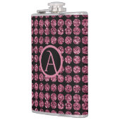 Vintage Elegance rosa Diamond Gem Muster Monogramm Flachmann (Links)