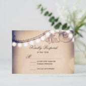Vintage Elegance Rustic Lights Wedding RSVP Cards Karte (Stehend Vorderseite)