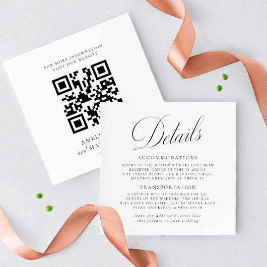 Vintage Elegance Script Hochzeitsdetails Einladung
