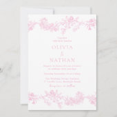 Vintage Elegance: Soft Pink Floral Wedding Einladung (Vorderseite)