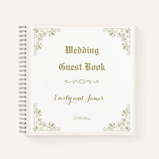 Vintage Elegance Wedding Guest Book Notizblock (Vorderseite)