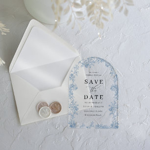 Vintage Elegance Wedding speichern das Datum Acryleinladungen