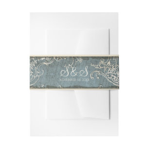 Vintage Elegance Wedding Toile Einladung Bündner B Einladungsbanderole